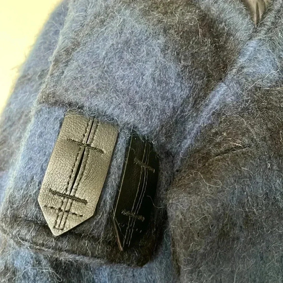 Coach New York blue black plaid wool alpaca cape belted belt hooded  hood jacket - Picture 6 of 11